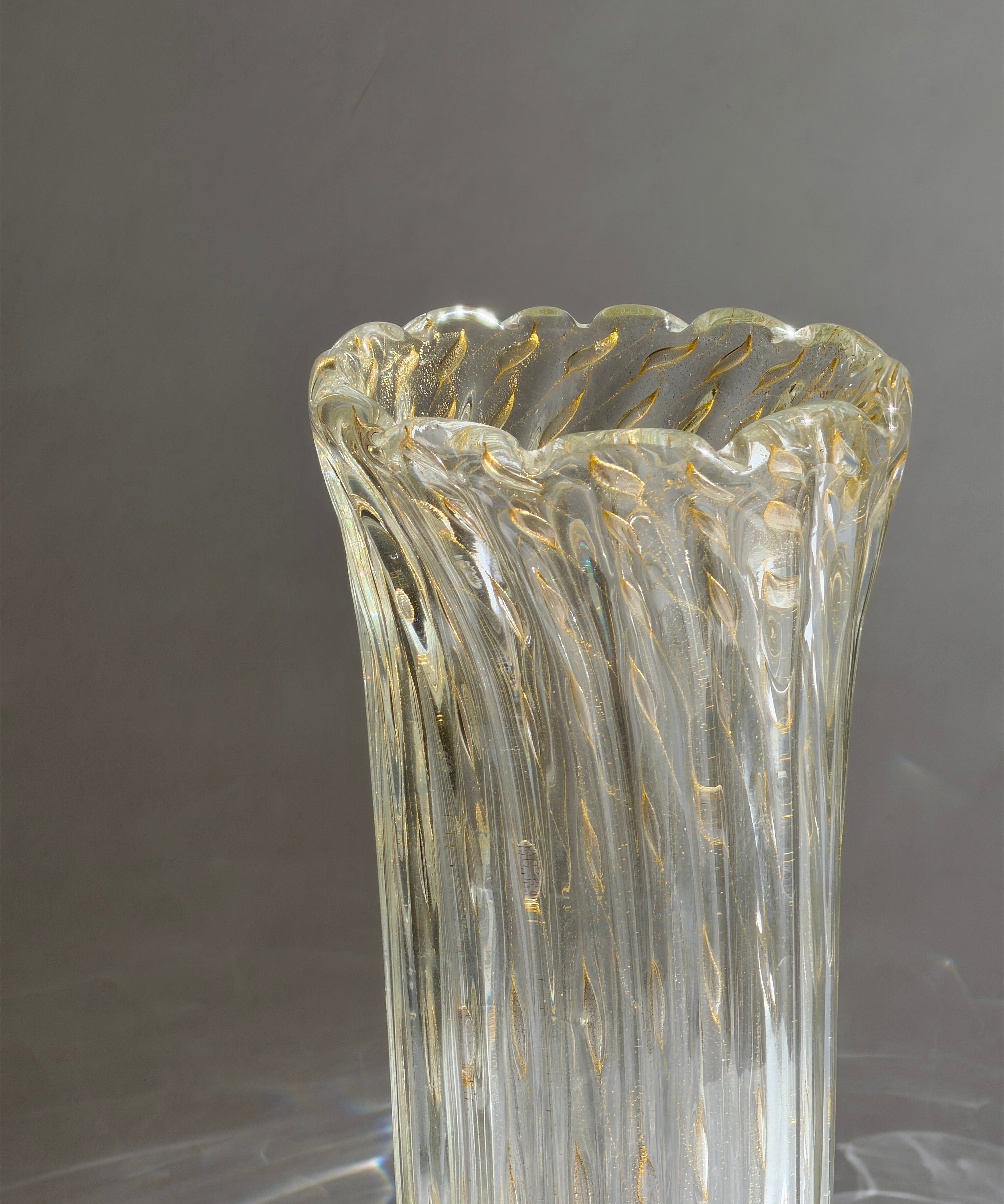 Vintage clear/golden Murano vase