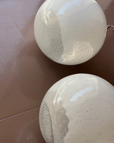 Vintage white clear Murano ceiling lamp (D30)