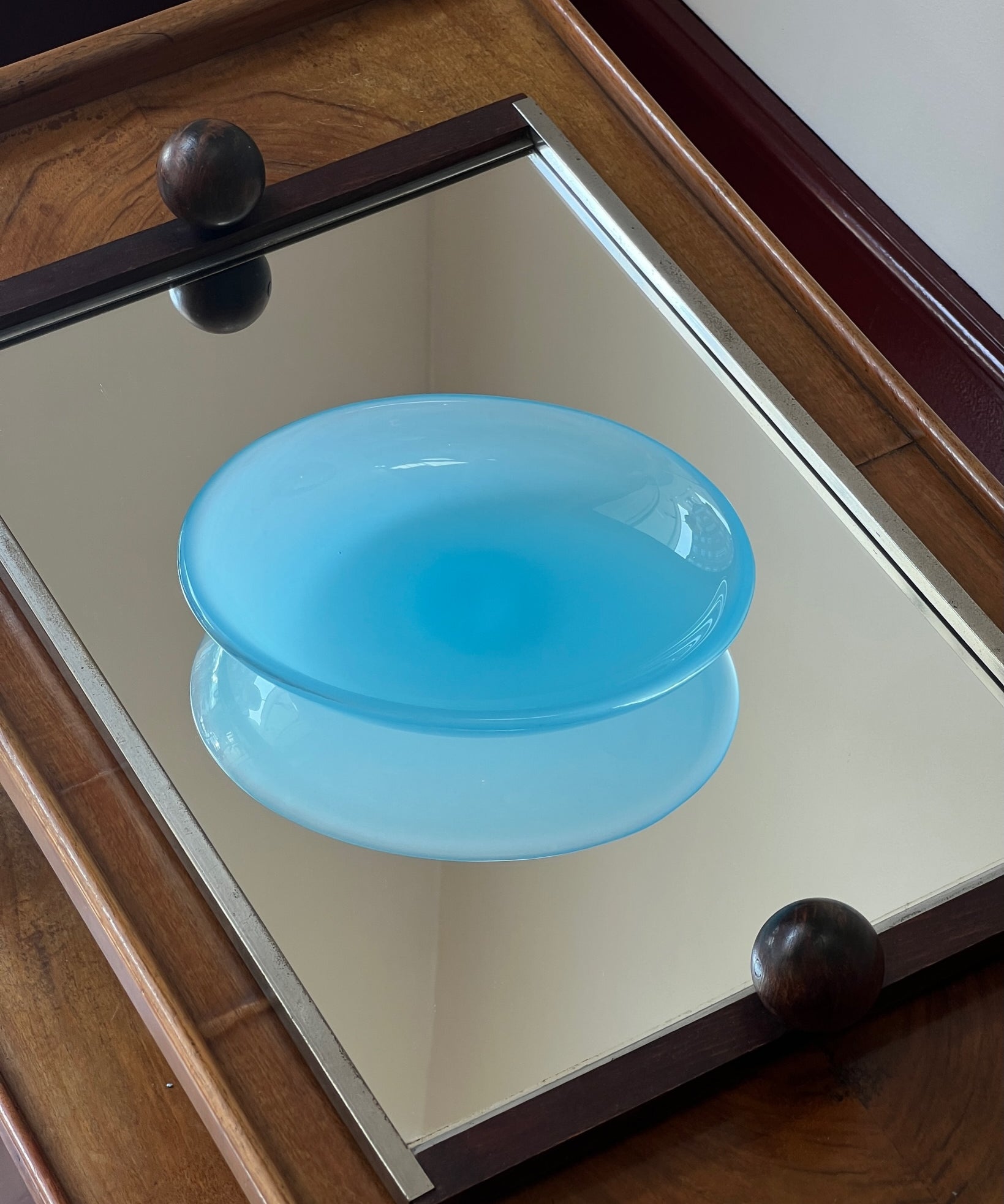 Vintage opal light blue Murano plate/bowl