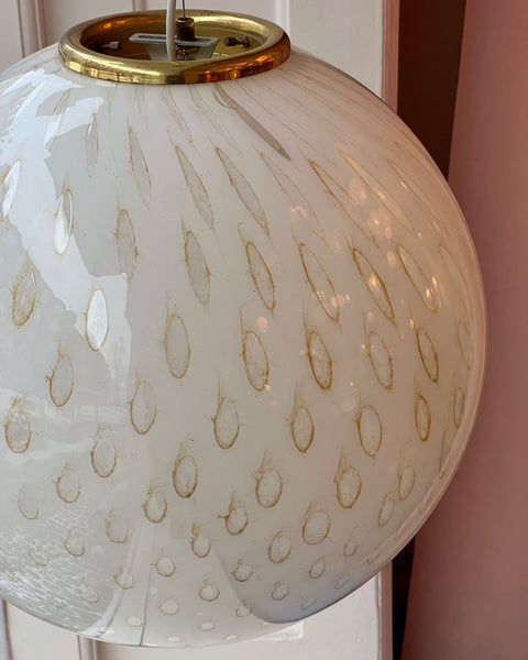 Vintage round white/golden dotted Murano ceiling lamp (D45)