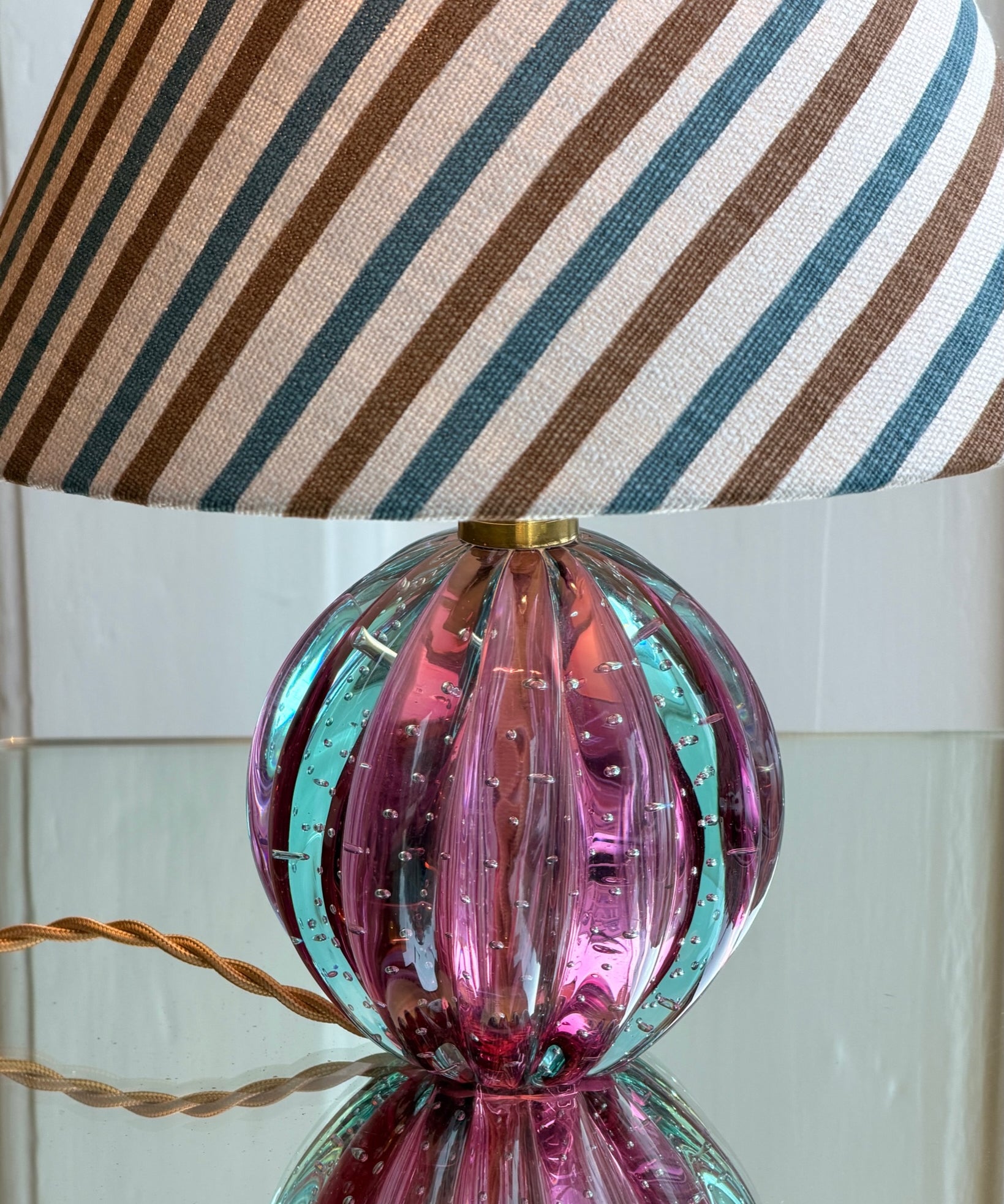 Vintage Murano Aqua Blue Glass Brass Lucite Table Lamp a Pair at Vintage Murano Aqua Blue Glass Brass Lucite Table Lamp a Pair at