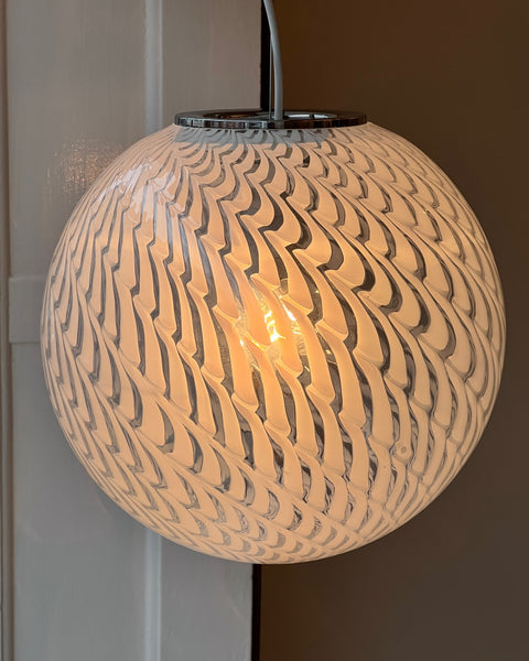 Vintage Murano white vertical pattern ceiling lamp (D30)