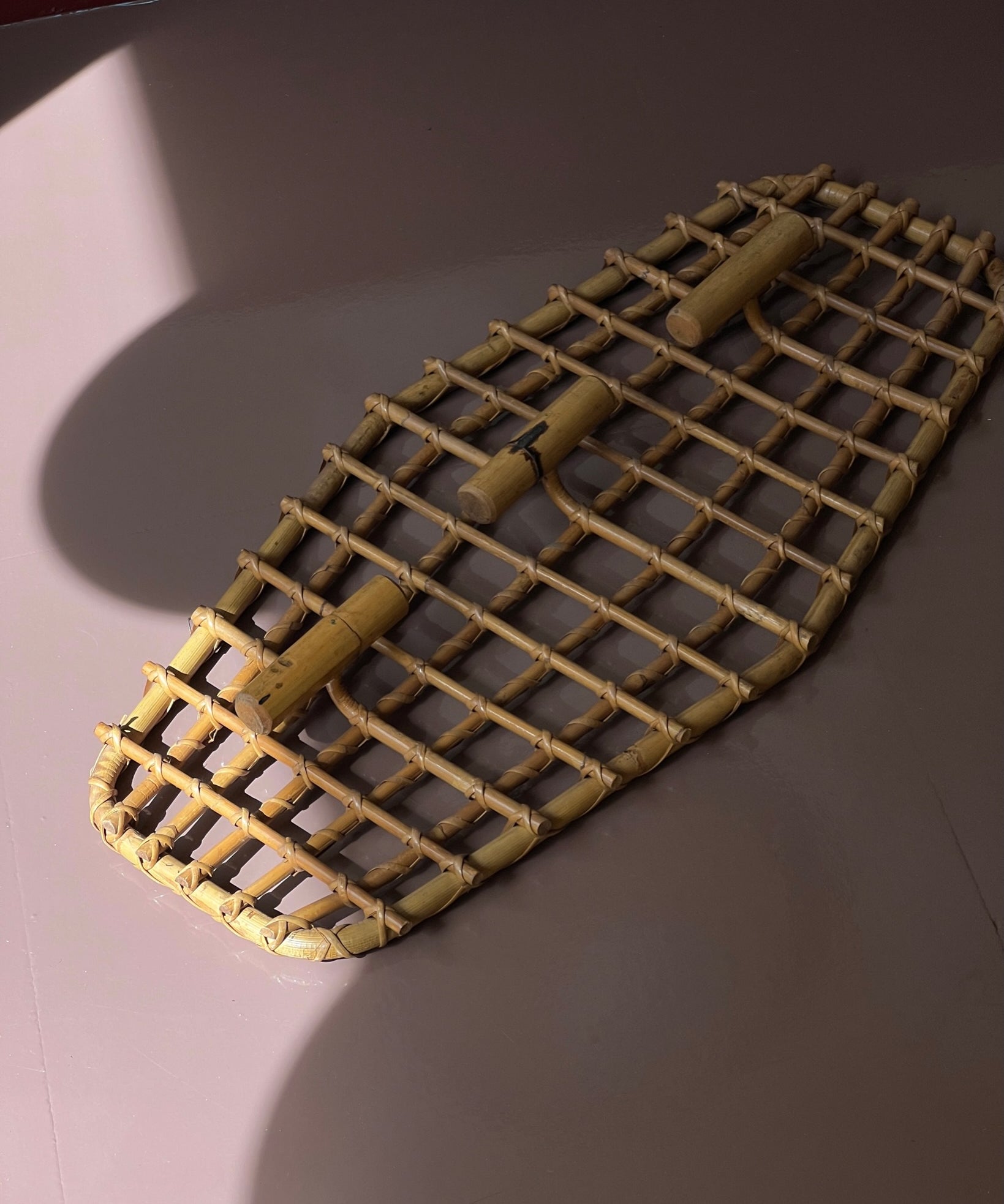 Vintage rattan coat rack
