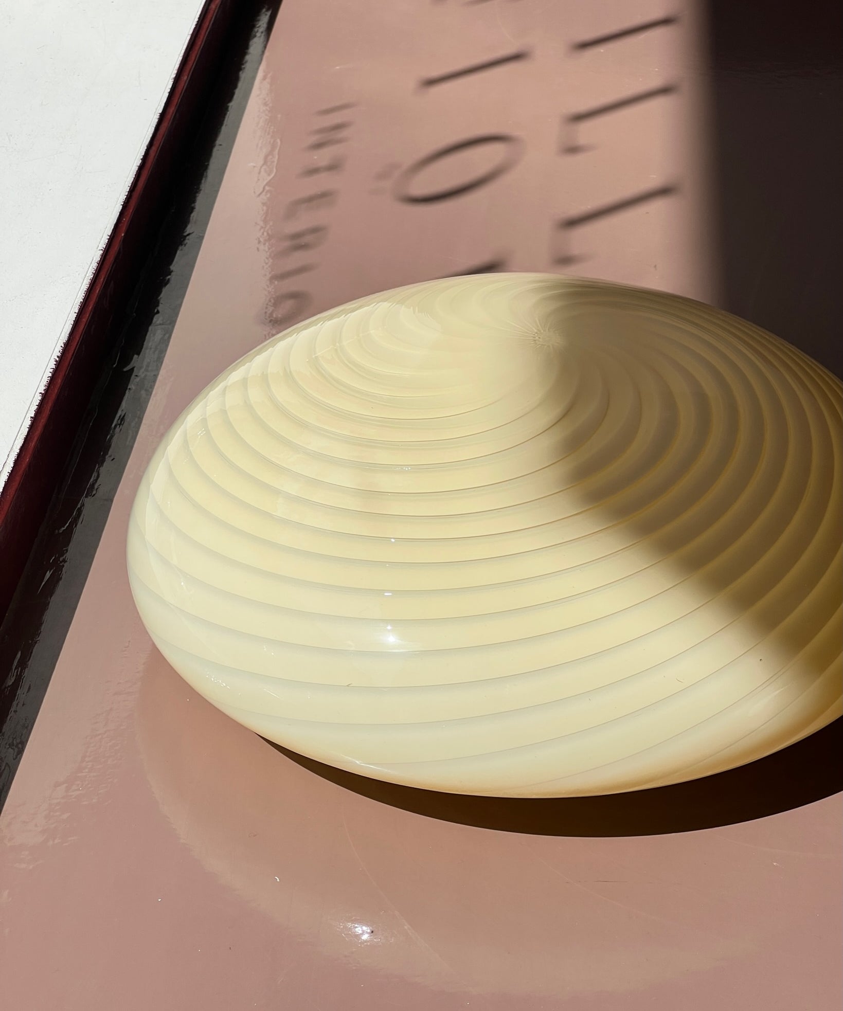 Vintage Murano yellow swirl ceiling/wall lamp (D38)
