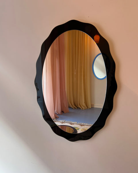 Large vintage Italian mirror with black mirror frame