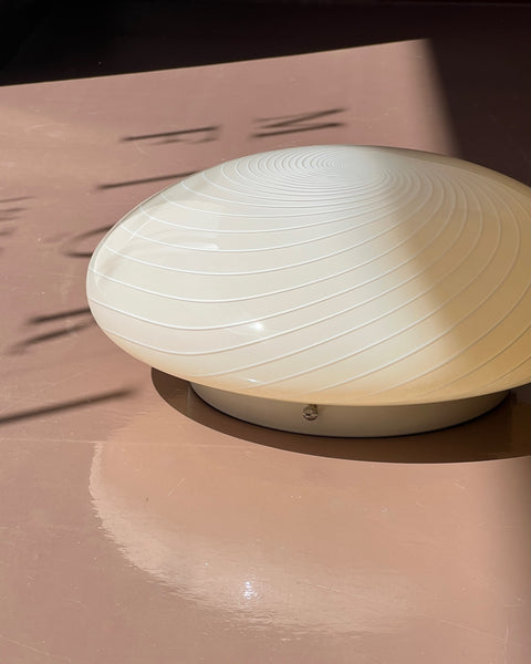 Vintage Murano cream/white swirl ceiling/wall lamp (D28)
