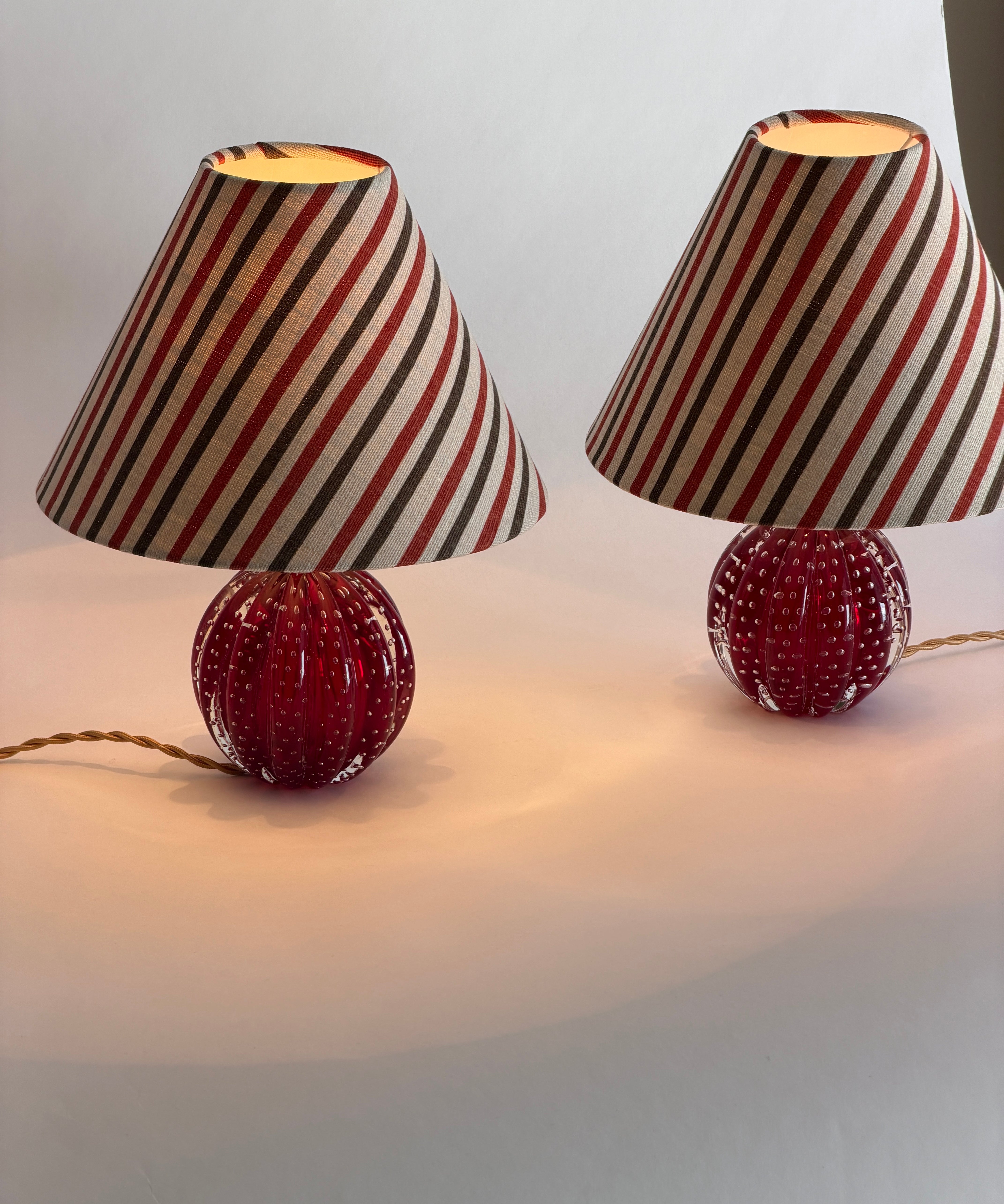 Vintage red Murano table lamp (incl. lampshade) (2 available)
