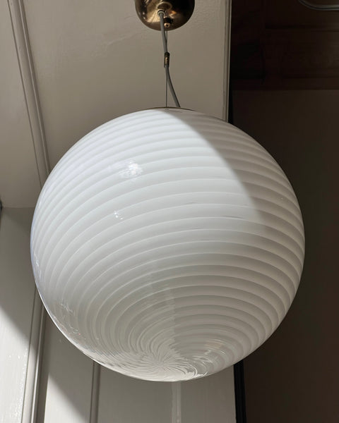 Vintage Murano white swirl ceiling lamp (D35)