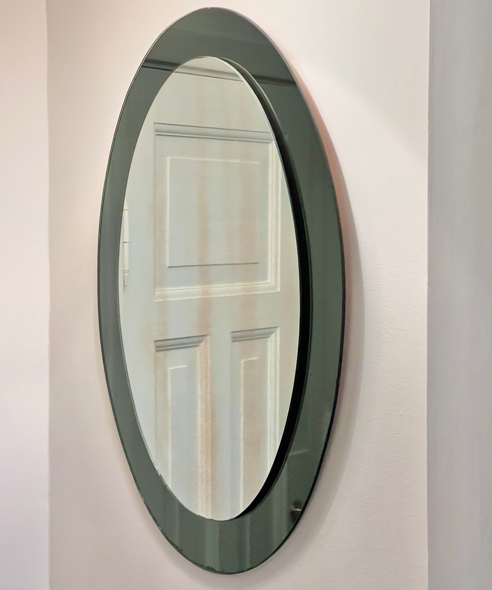 Vintage Green Oval Italian Mirror