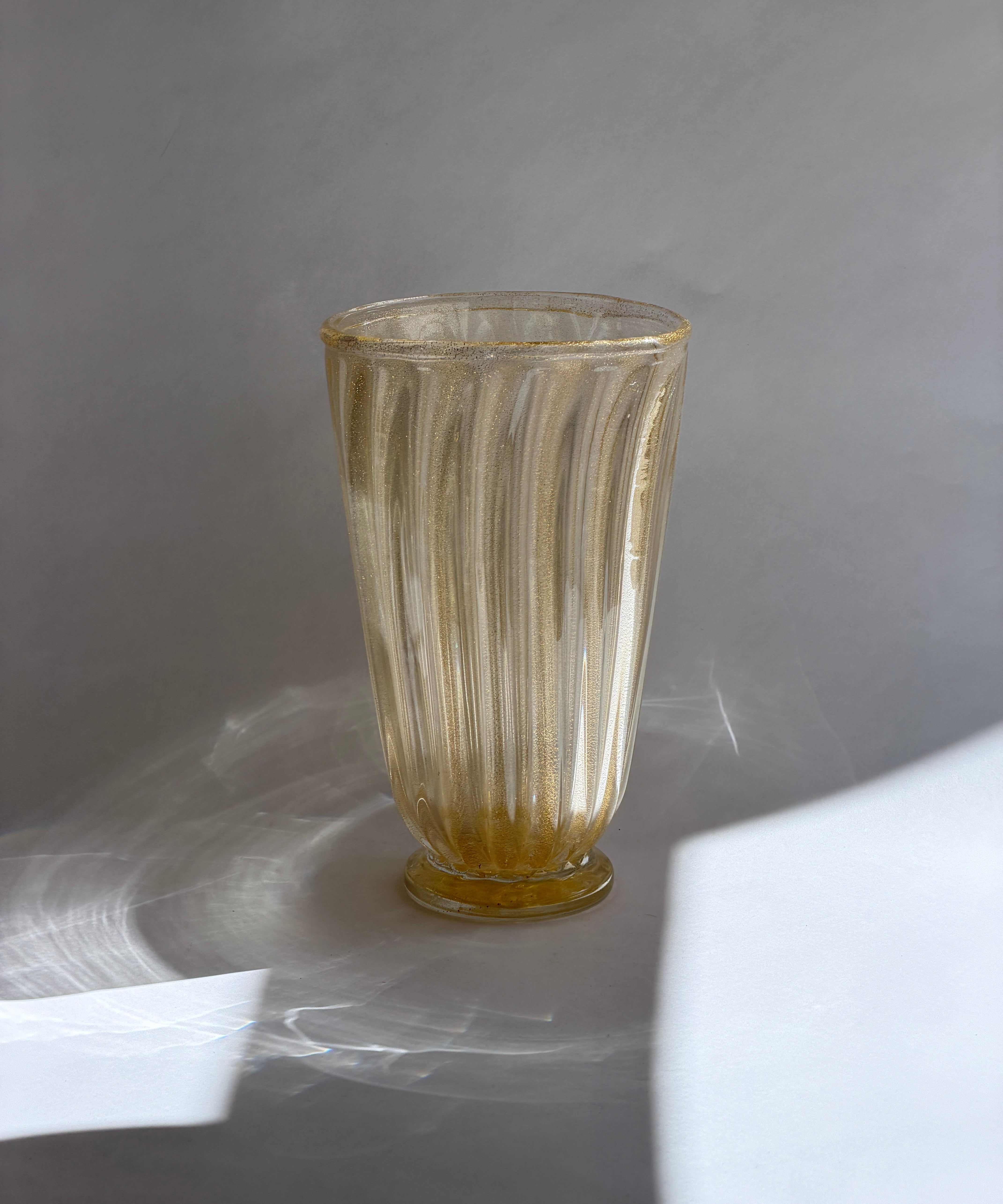 Vintage golden/clear Murano vase