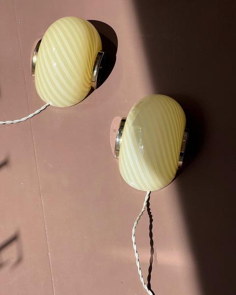 Vintage Murano yellow swirl wall lamp (2 available)