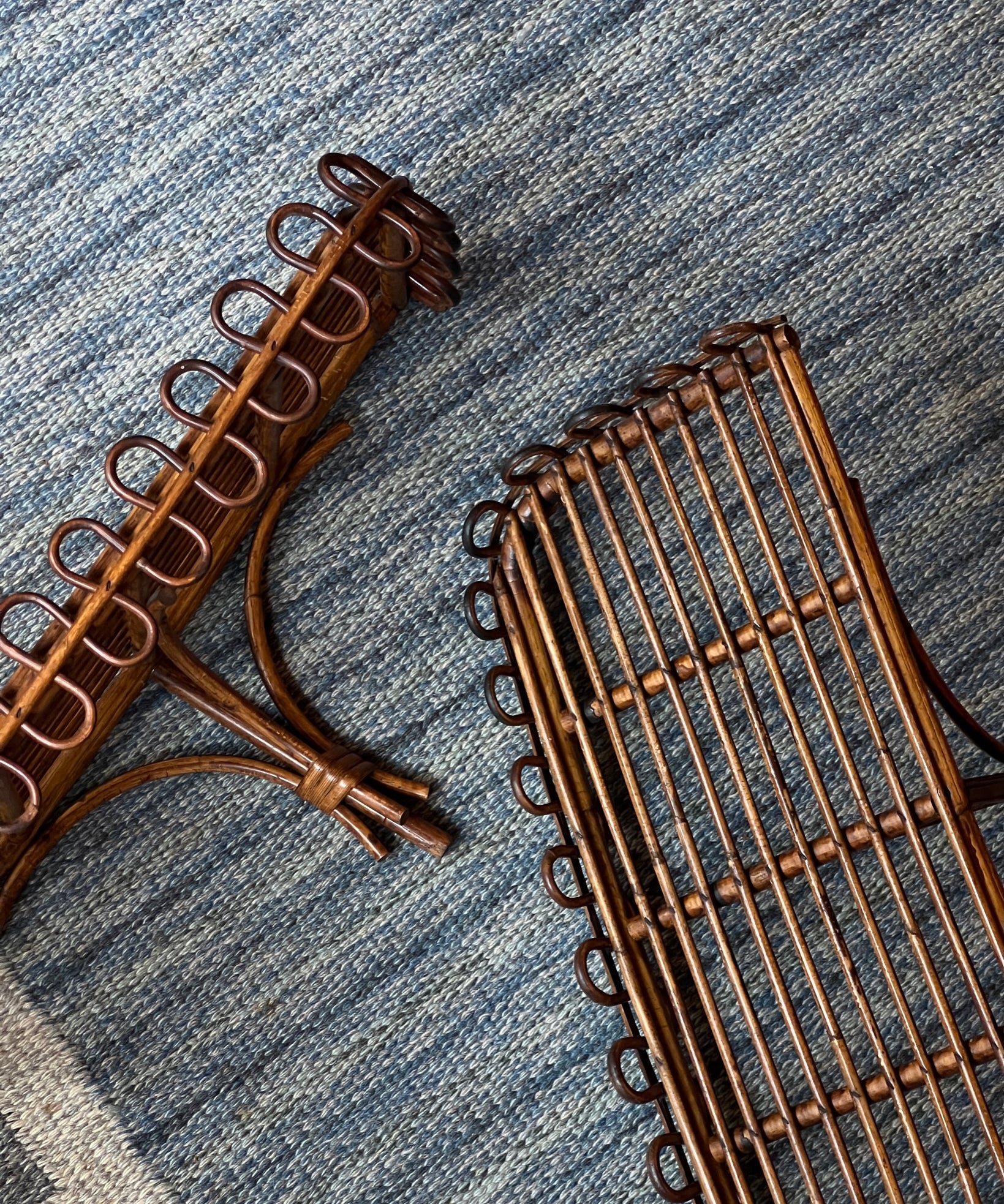 Vintage rattan wall-mounted consoles/shelves