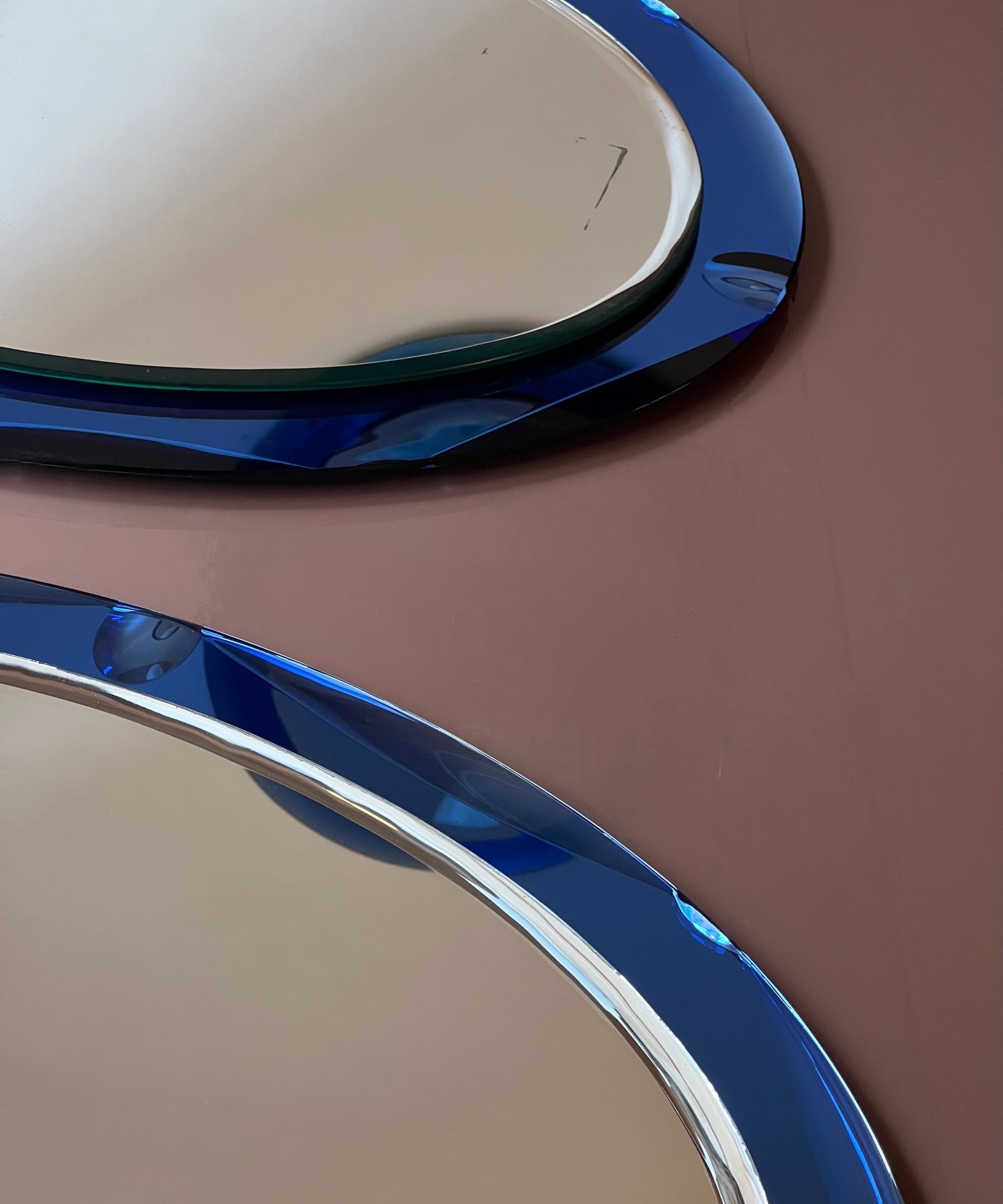 Vintage Italian mirror with blue mirror frame