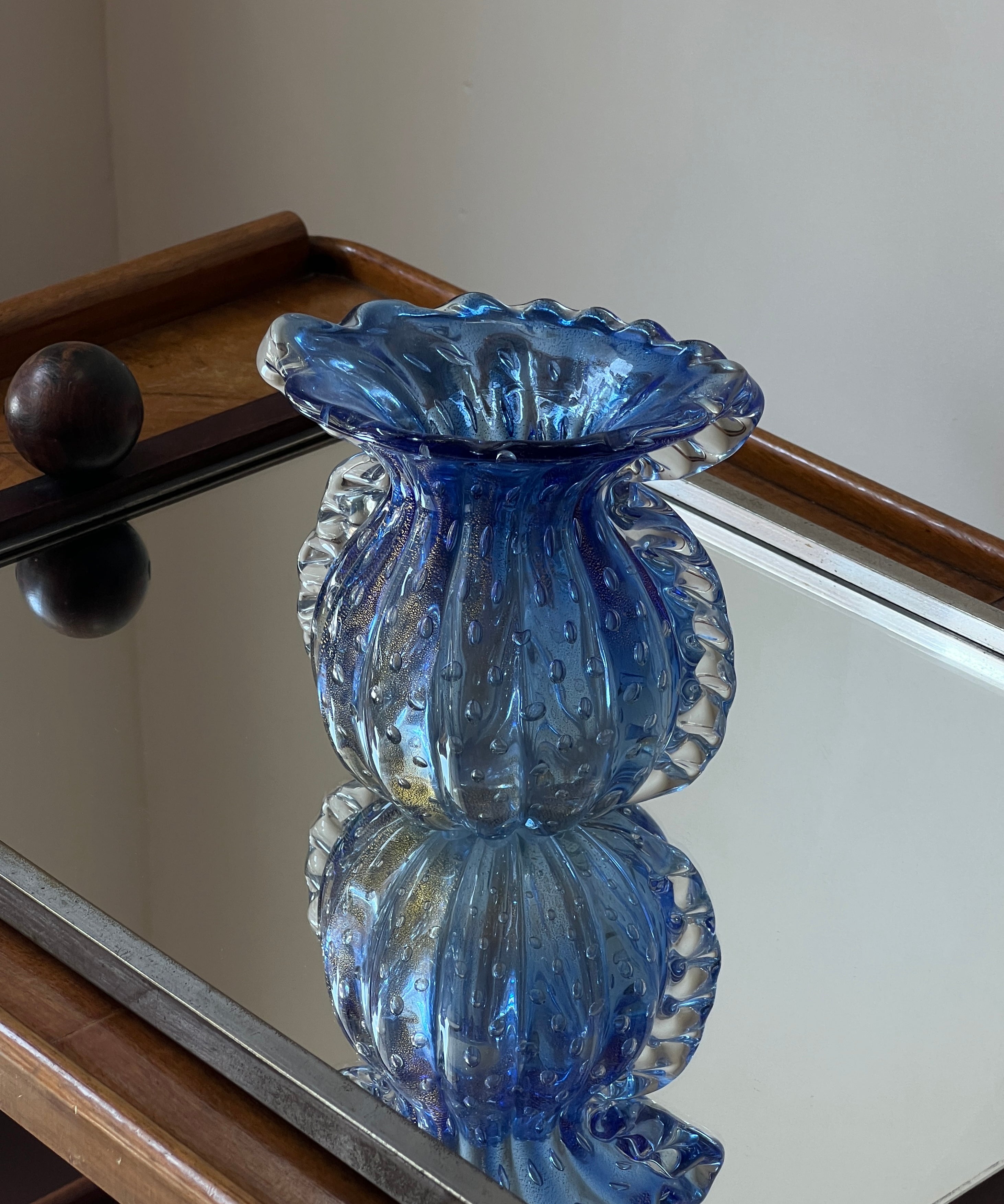 Vintage blue/white Murano vase
