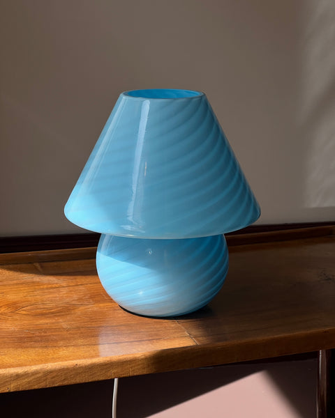 Mushroom table lamp - Light blue swirl