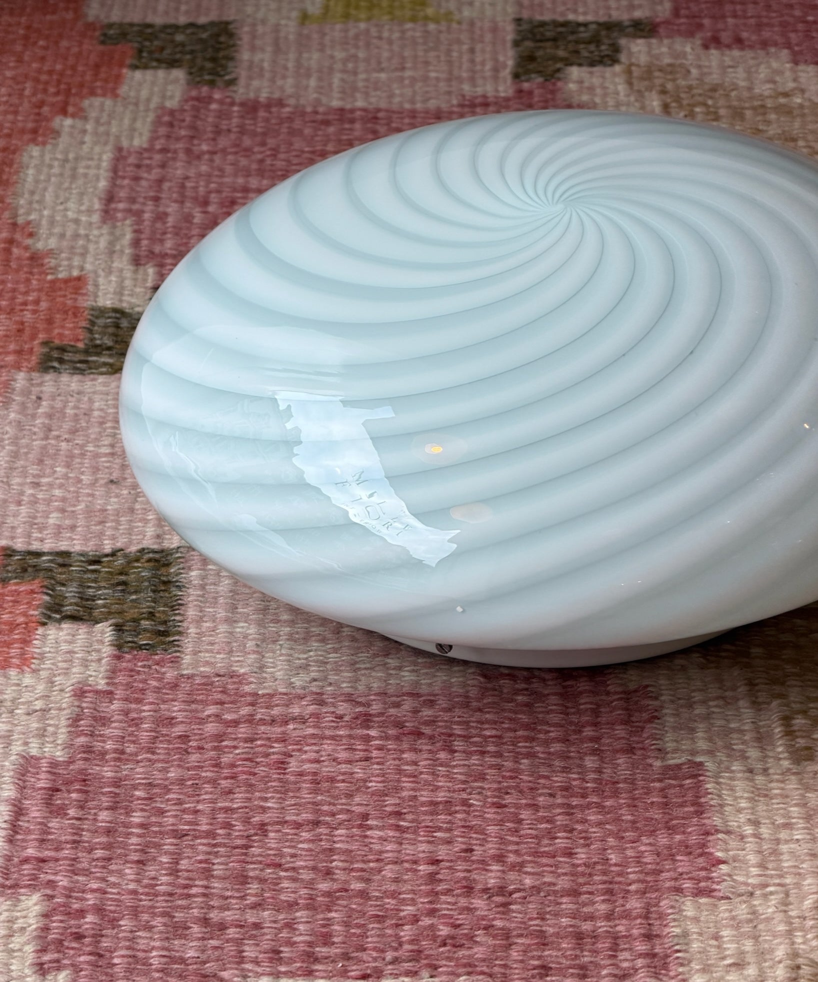 Vintage Murano light blue swirl ceiling/wall lamp (D38)