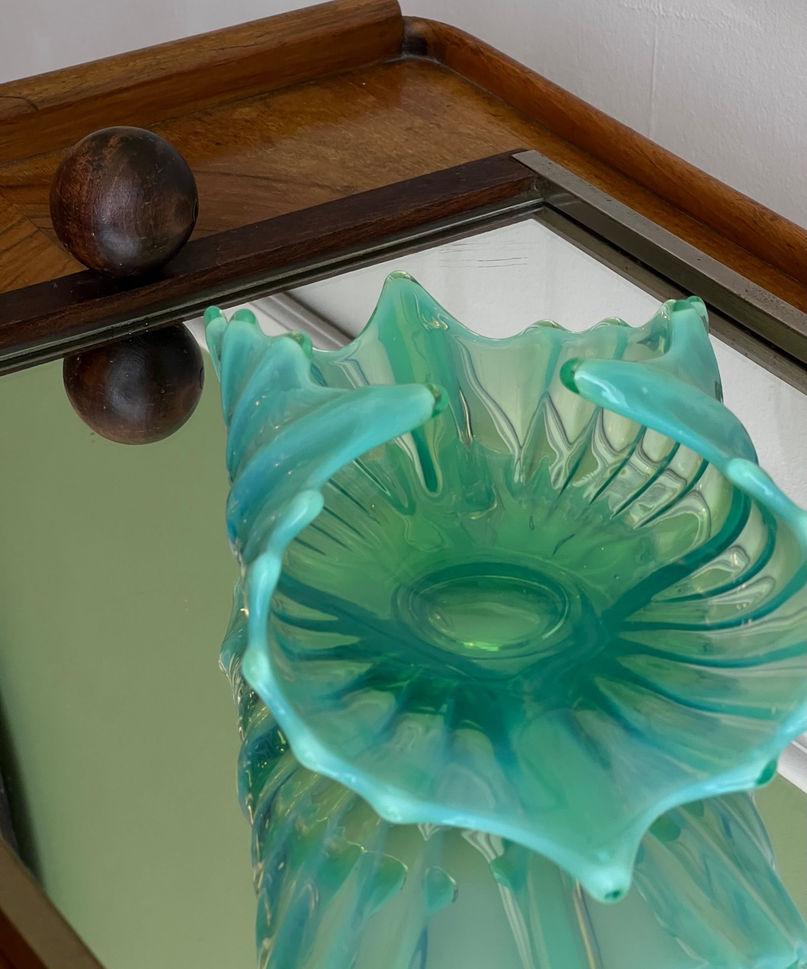 Vintage opal green/turquoise Murano bowl