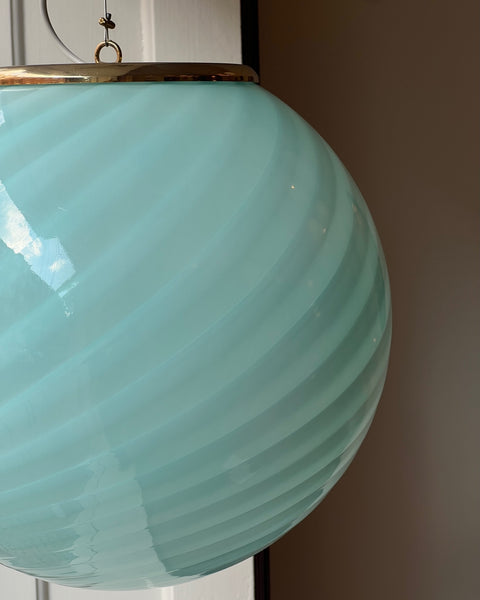 Vintage Murano light blue swirl ceiling lamp (D40)