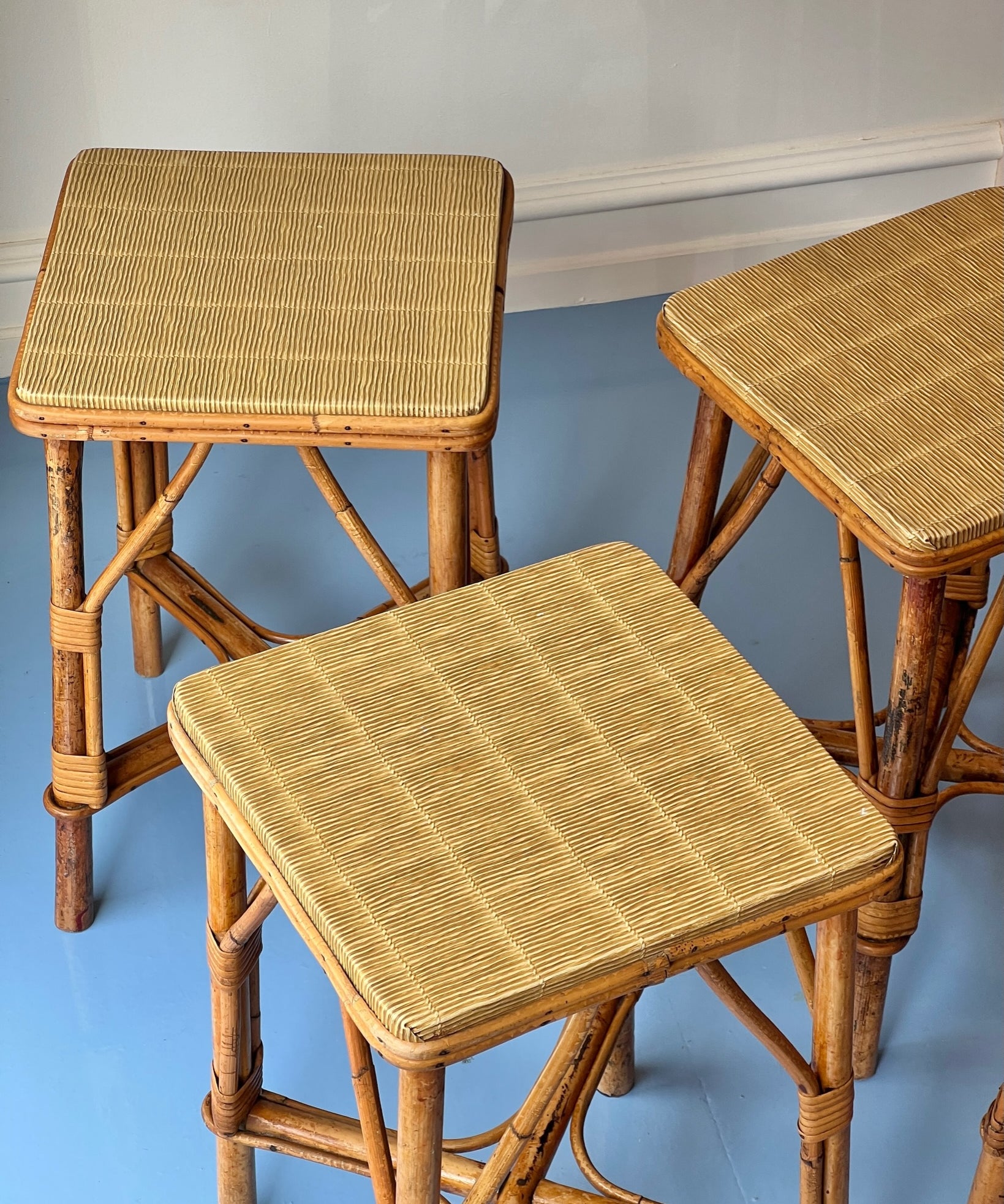 Vintage small rattan side table (4 available)