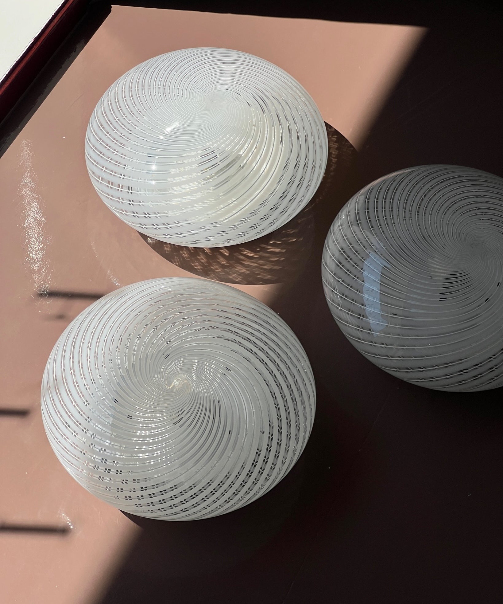 Vintage Murano clear/white swirl ceiling/wall lamp (D30) (2 available)