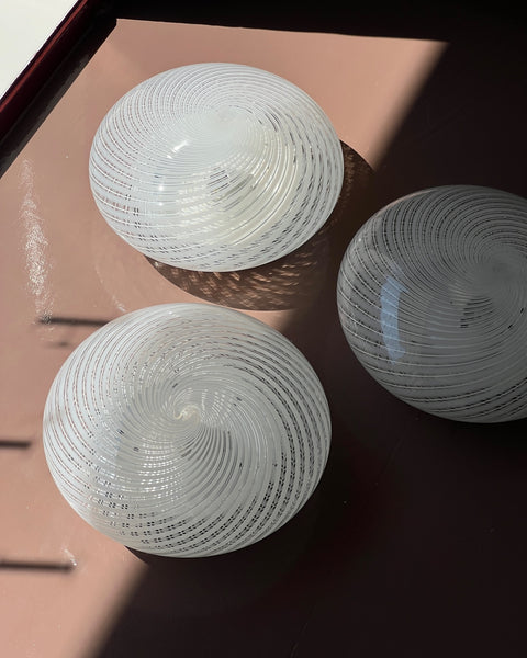 Vintage Murano clear/white swirl ceiling/wall lamp (D30) (3 available)