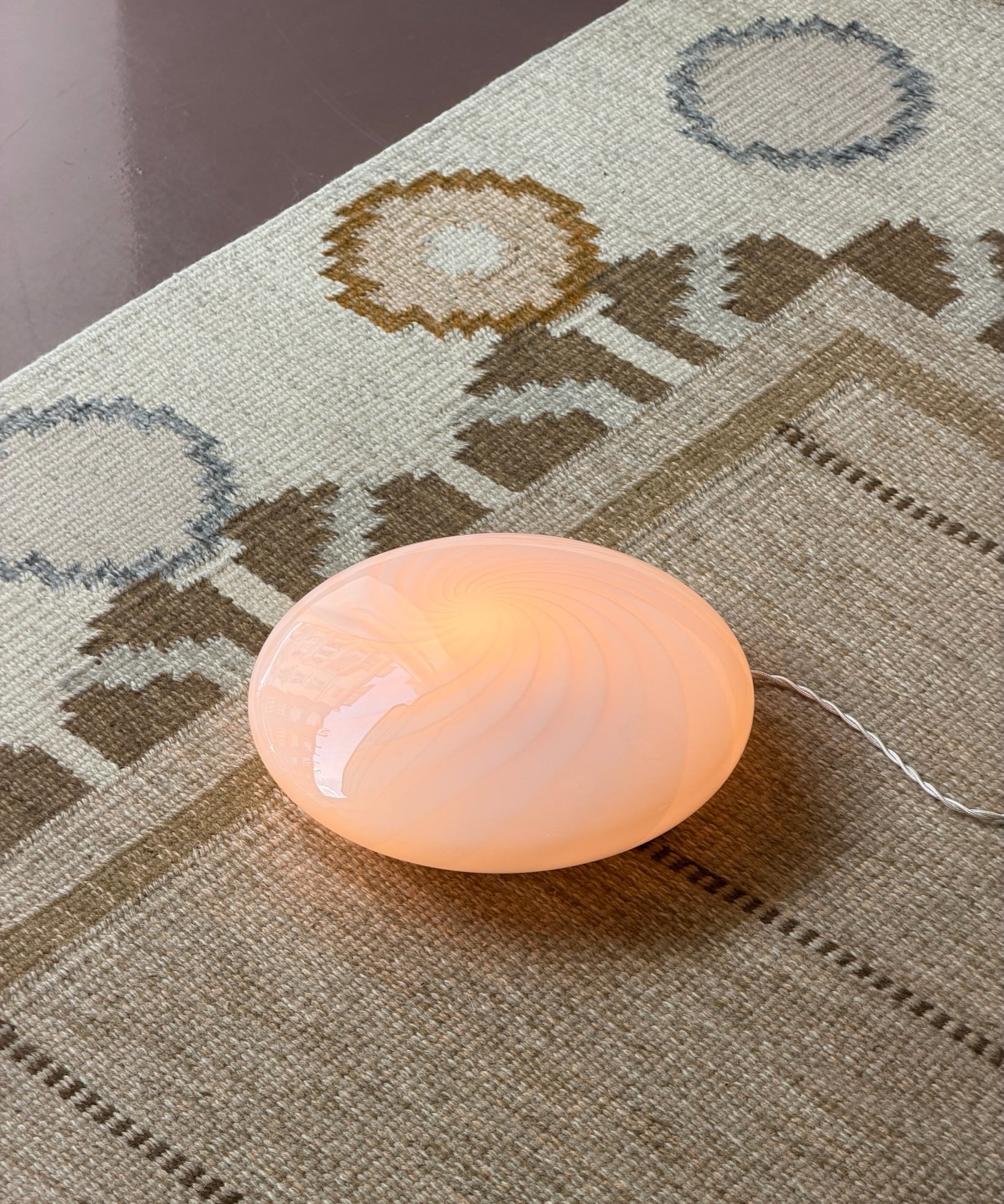 Vintage Murano lignt pink swirl ceiling/wall lamp (D30)