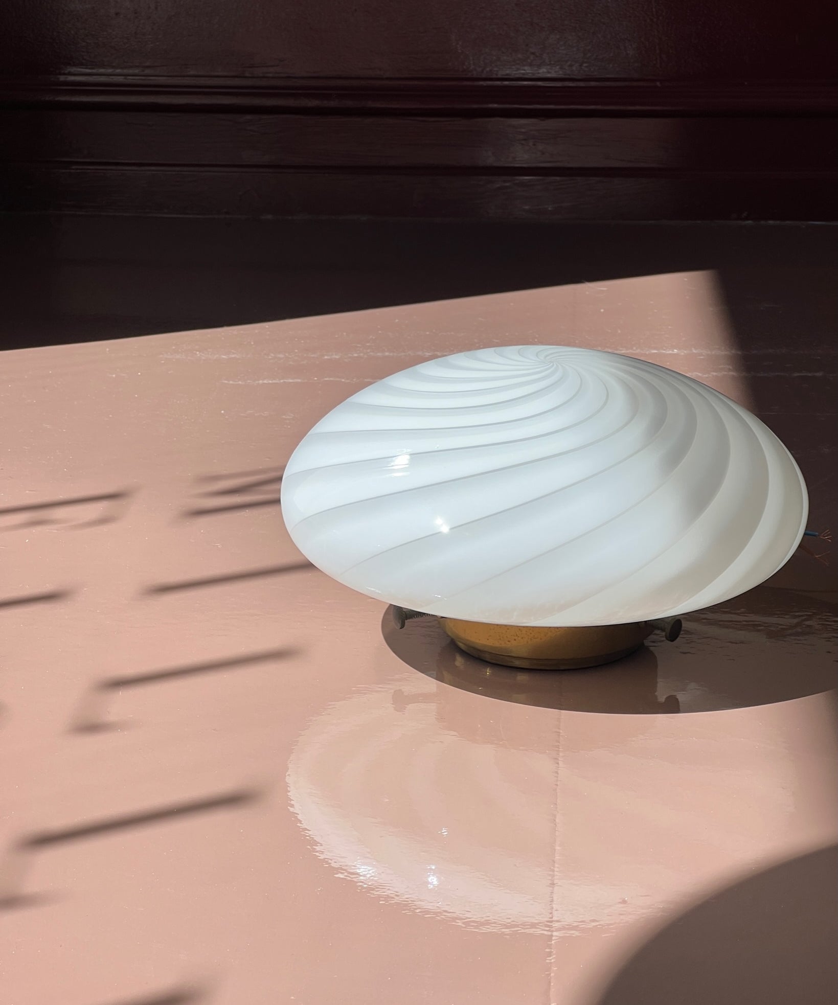 Vintage Murano white swirl ceiling/wall lamp (D25)