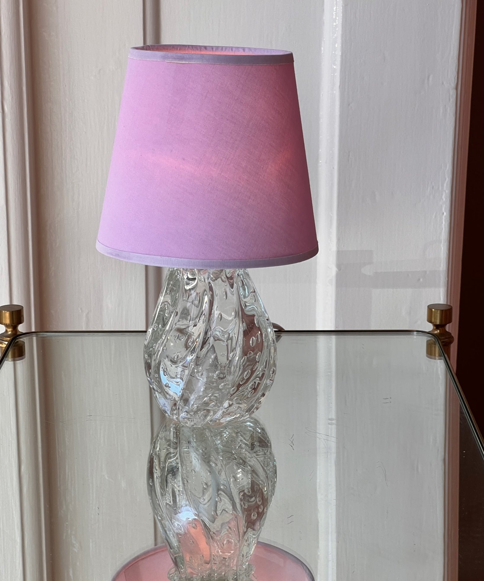 Vintage clear swirl bubble Murano table lamp (with shade)
