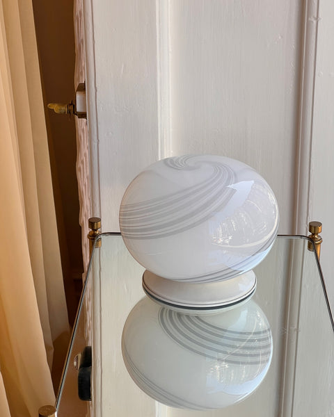Vintage white round Murano table lamp