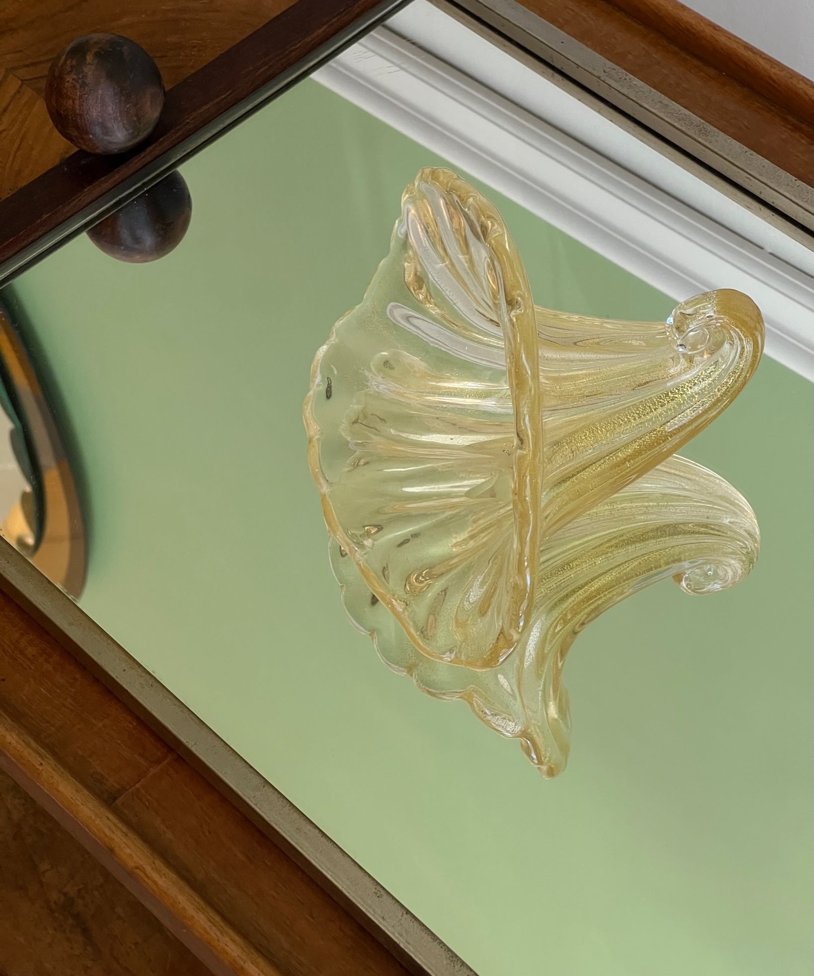 Vintage golden Murano shell bowl