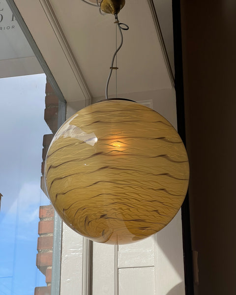 Vintage yellow/cream/brown swirl Murano ceiling lamp (D45)