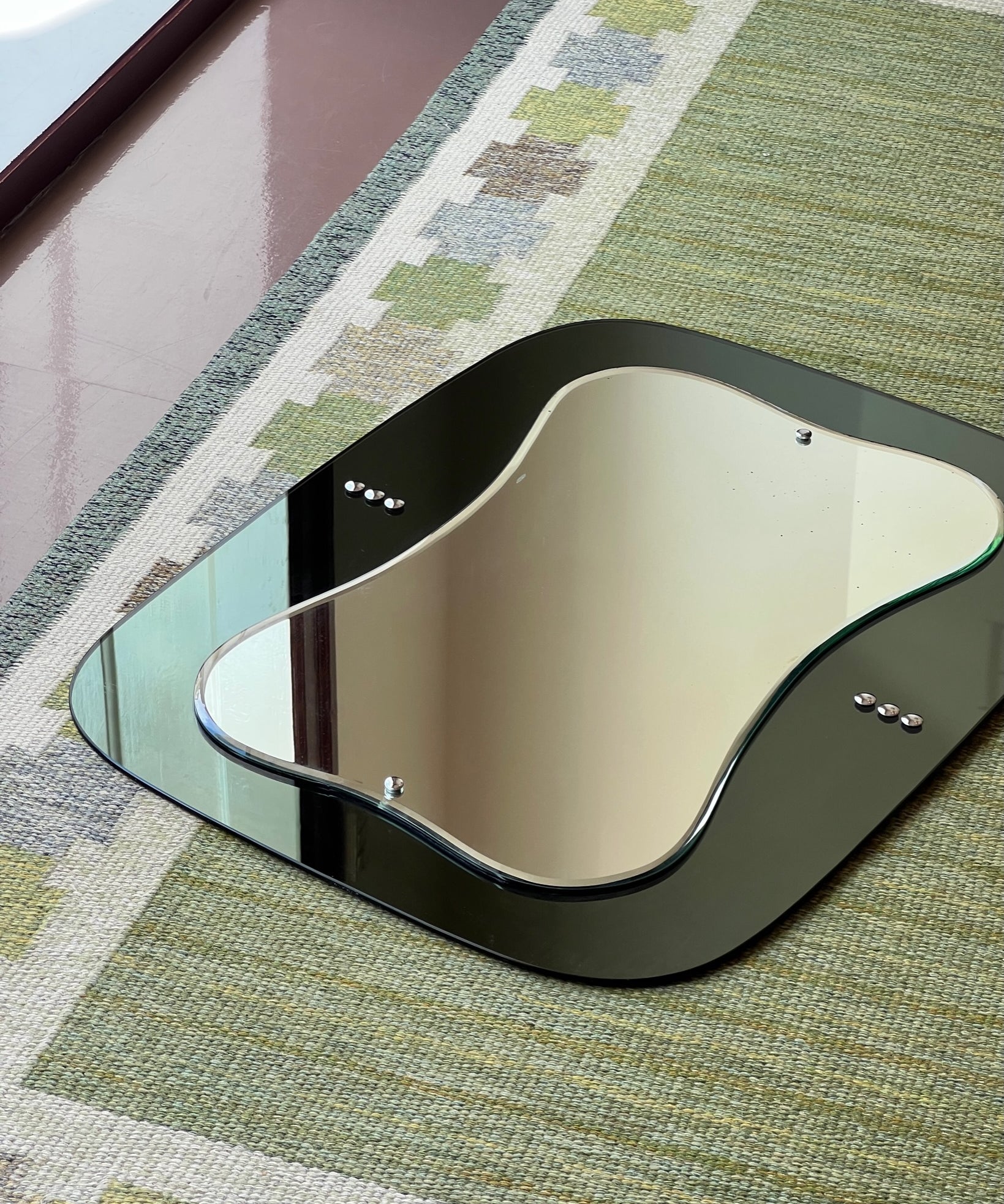 Vintage Italian mirror with green mirror frame