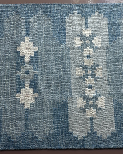 Vintage blue flat weave rug