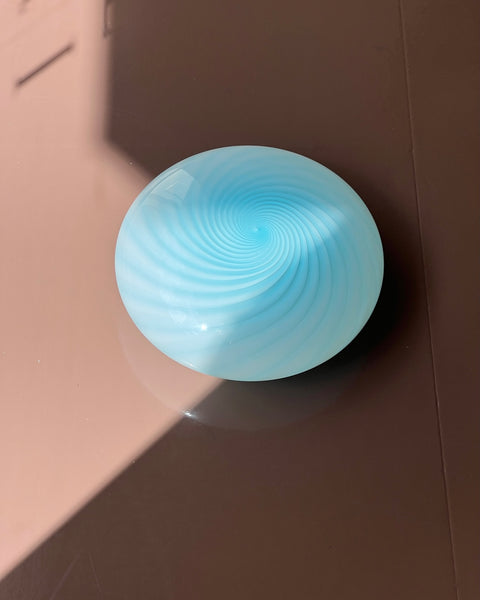 Vintage Murano light blue swirl ceiling/wall lamp (D30)