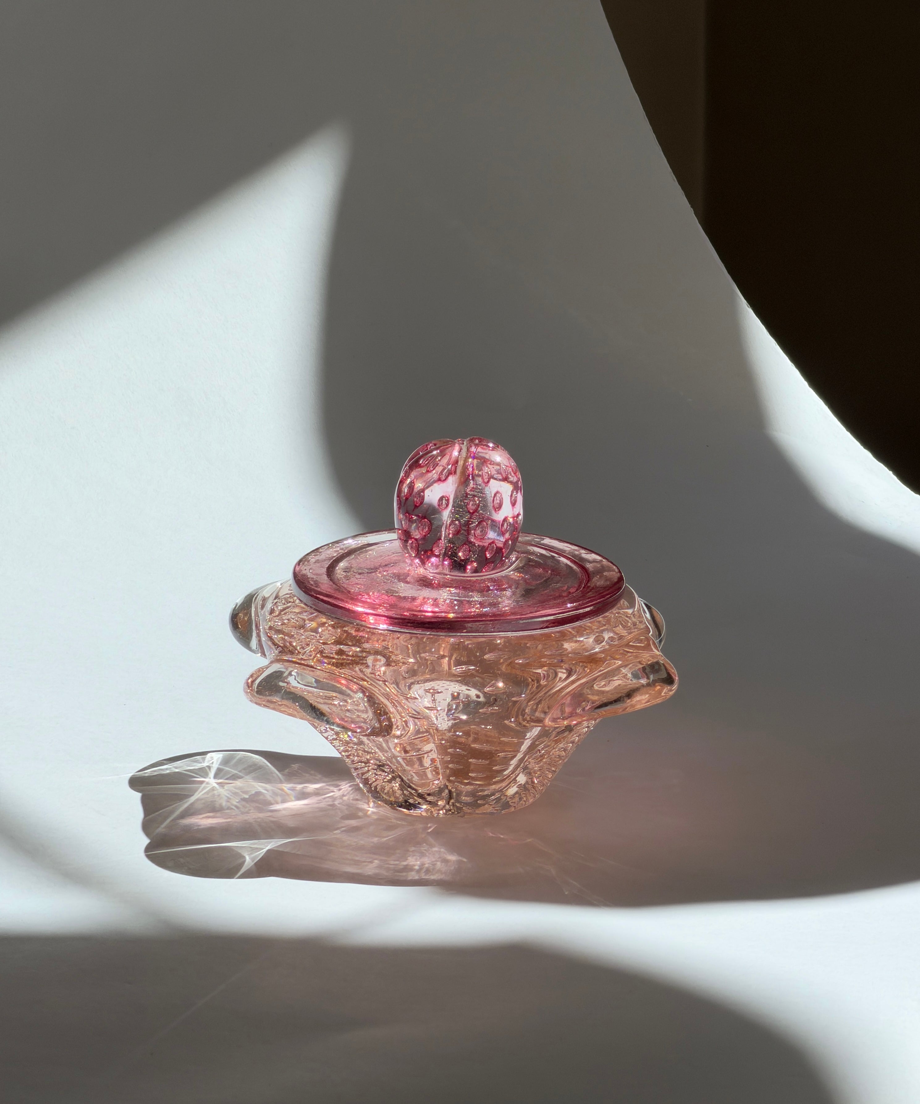 Vintage pink / clear Murano bonbonniere
