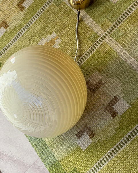 Vintage oval yellow swirl Murano ceiling lamp (D40)