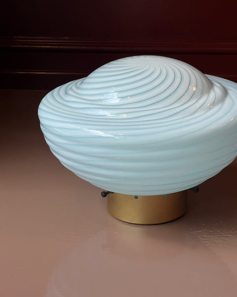 Vintage Murano light blue swirl ceiling/wall lamp (D30)