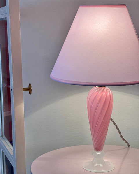 Vintage opal pink Murano table lamp (with shade)