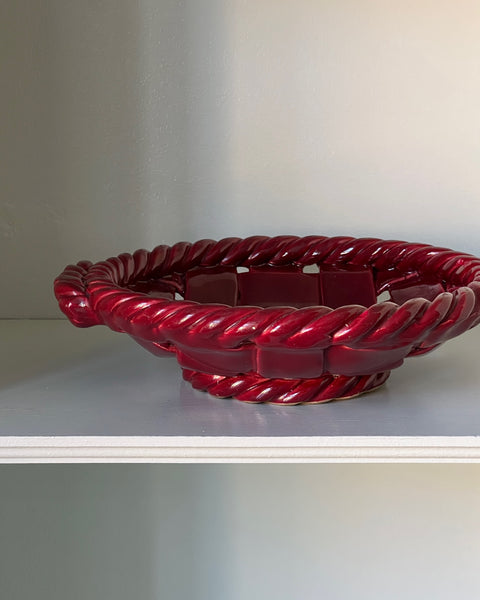Vintage red ceramic basket