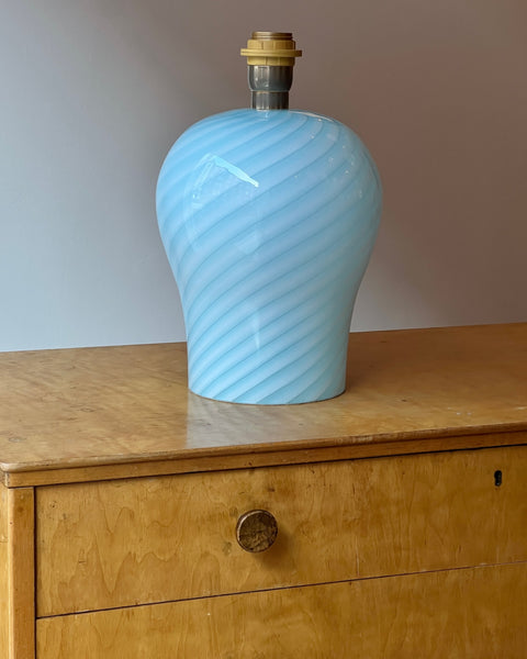 Vintage light blue swirl Murano table lamp (without shade) (Large)