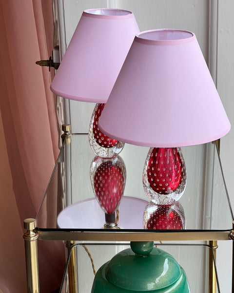 Vintage pink Murano table lamp (2 available)