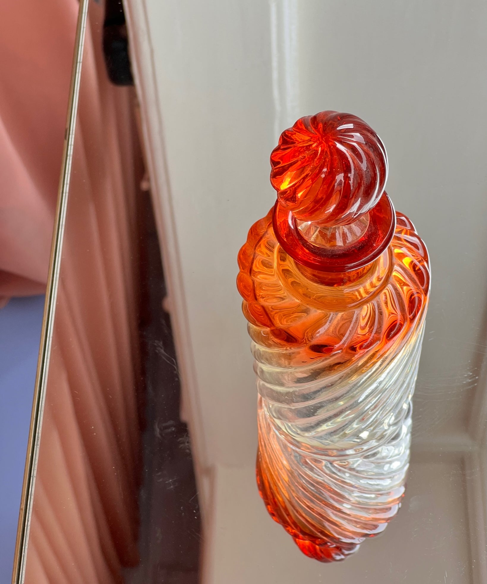 Two-toned vintage glass carafe