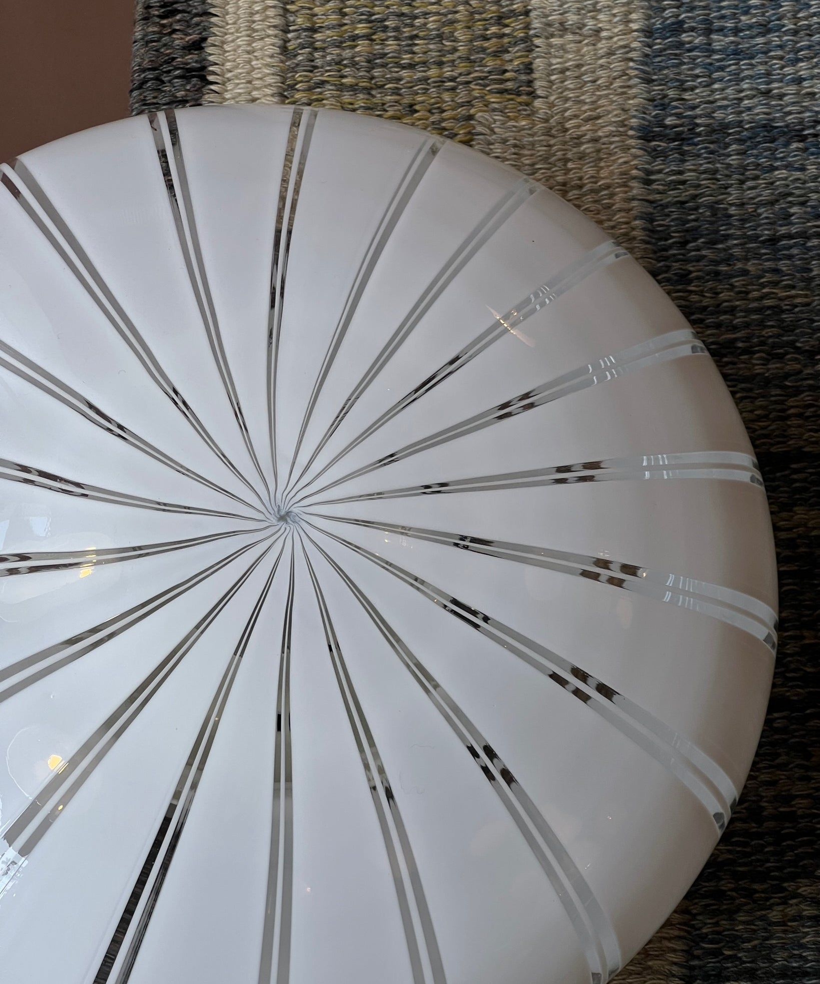 Vintage Murano vertical white striped ceiling/wall lamp