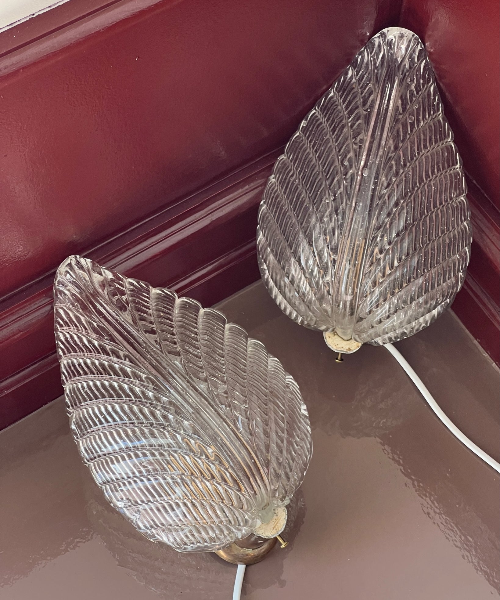 Vintage Murano leaf wall lamp