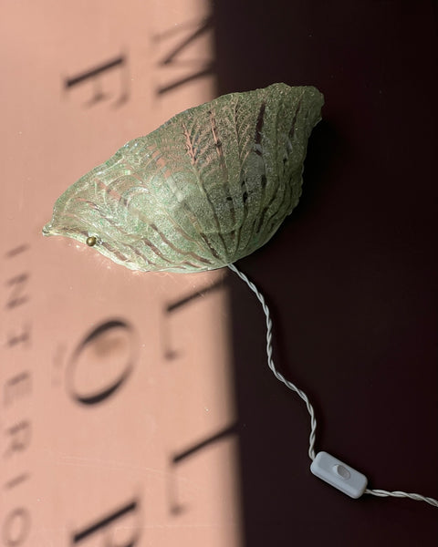 Vintage green/clear Murano shell wall lamp