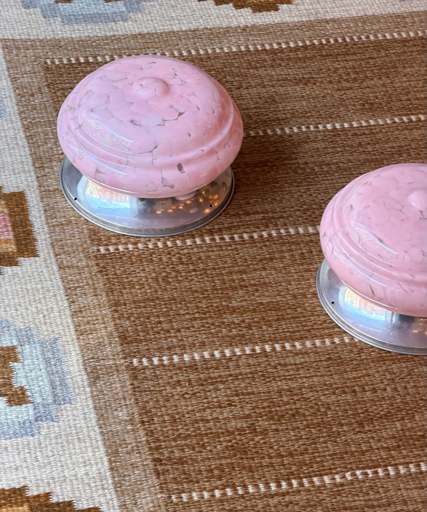 Vintage Murano pink dotted ceiling/wall lamp (D25) (2 available)