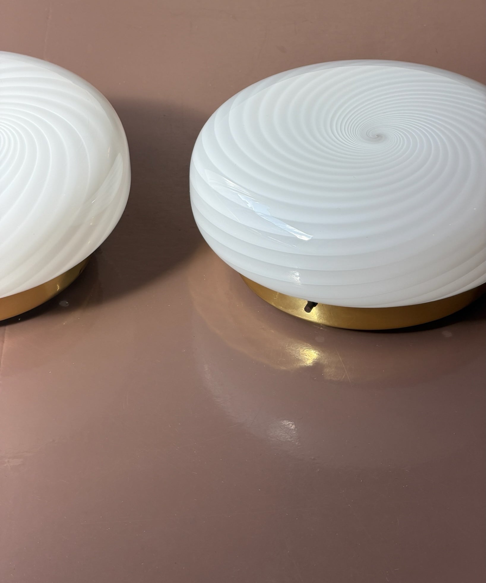 Vintage Murano white swirl ceiling/wall lamp (D30)