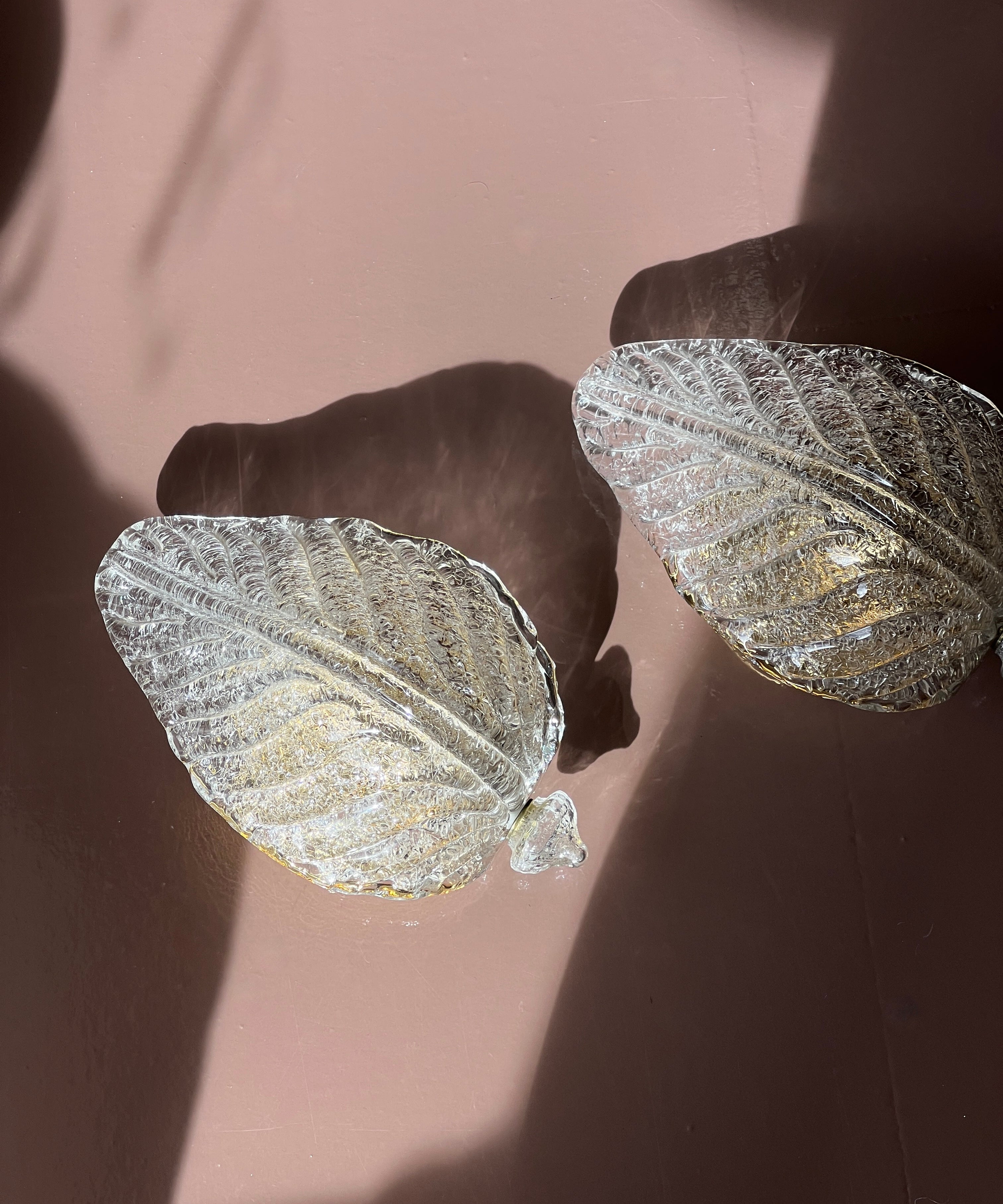 Vintage Murano leaf wall lamp