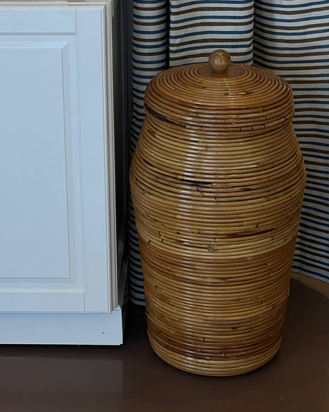 Large vintage rattan basket