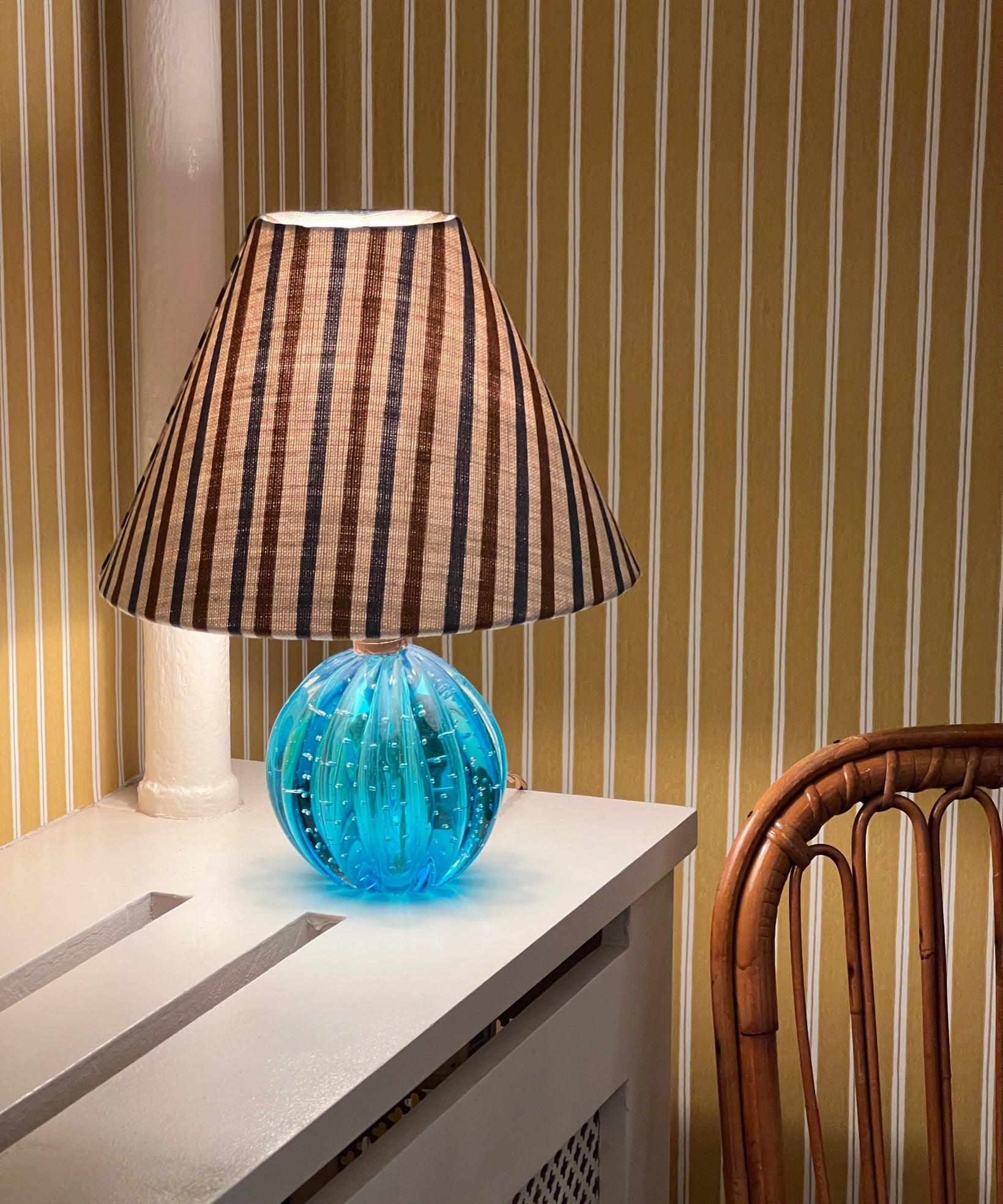 Vintage blue Murano table lamp (incl lampshade)